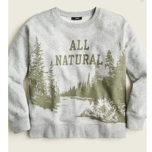 J. Crew University Terry "All natural" crewneck sweatshirt, Grey & Green | Small